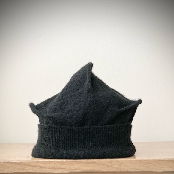joodito origami crown 100% cashmere sweater hat winter beanie cloche beret black - Picture 2 of 9
